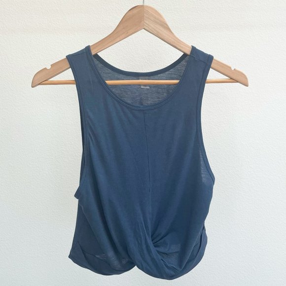 Beyond Yoga Tops - Beyond Yoga Blue Twist of Fate Cropped Tank Top